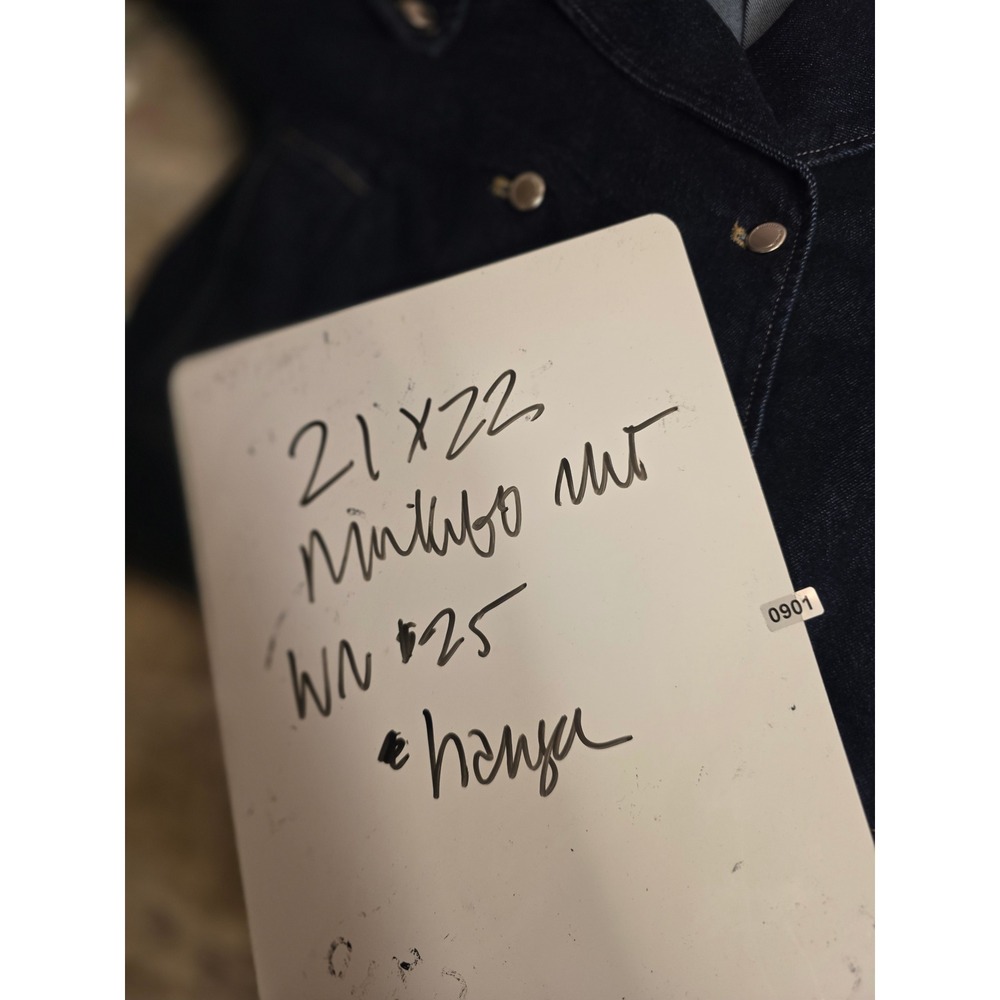 Rebecca Minkoff Blair Wash Denim Jacket Dark Indigo Double Breasted Cropped S - Picture 5 of 7